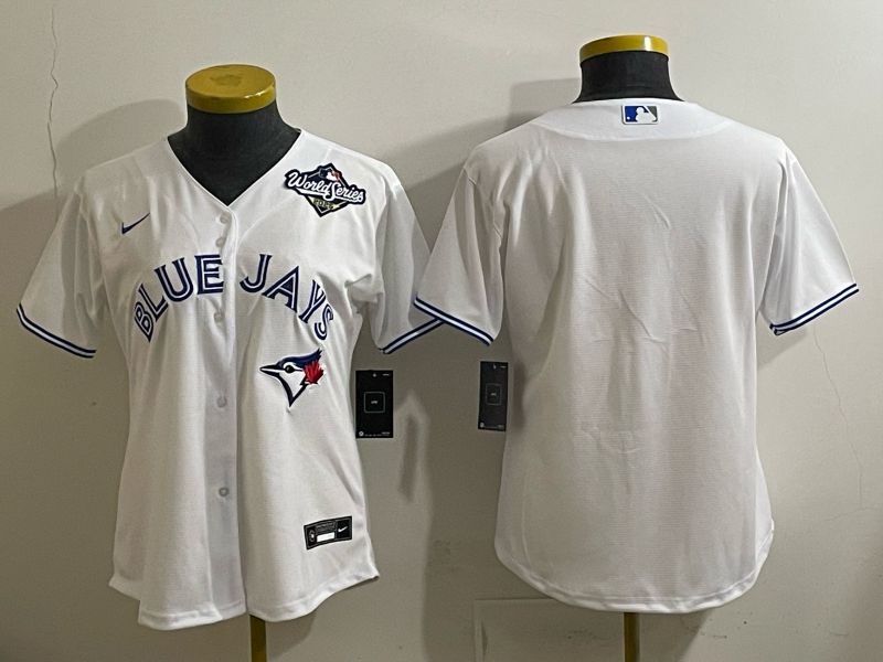 Women 2025 Nike Toronto Blue Jays Blank White Game MLB Jersey 03